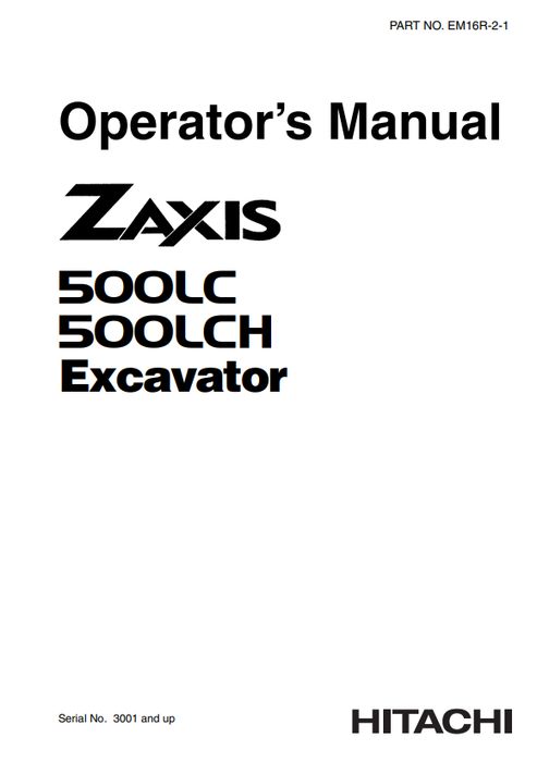 John Deere Hitachi Zaxis 500LC 500LCH Manual EM16R21 PDF