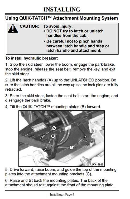 John Deere Hydraulic Breaker HB15 HB30 HB50 HB75 Operator Manual PDF