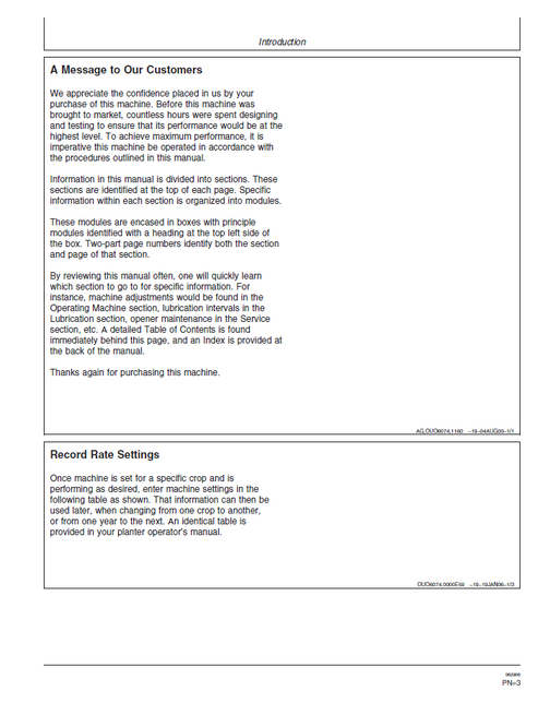 John Deere Imperial U.S. Unit Rate Chart And Setting Manual