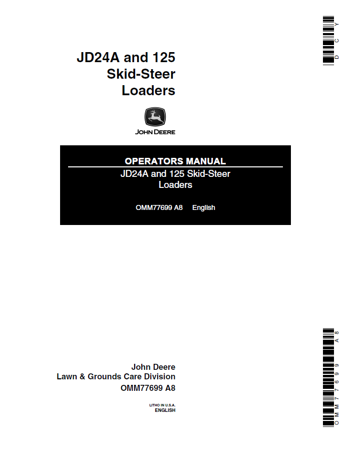 John Deere JD24A and 125 Skid-Steer Operator Manual OMM77699 Operator Manual OMM77699 PDF
