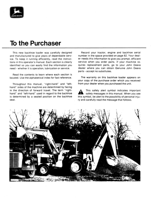 John Deere JD300 Backhoe Loader Operation & Maintenance Manual PDF