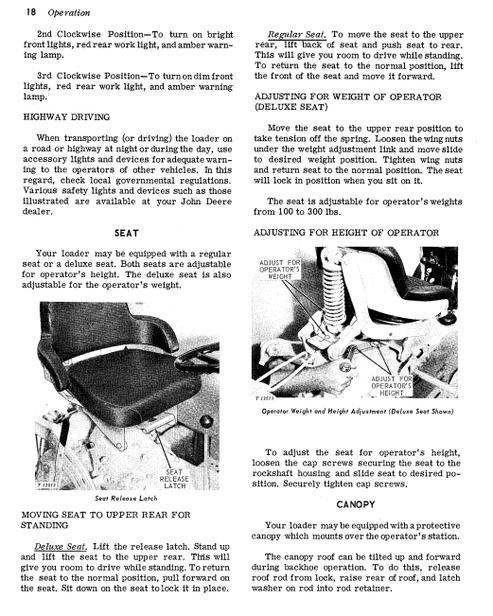 John Deere JD300 Loader Operating Guide OMT24469