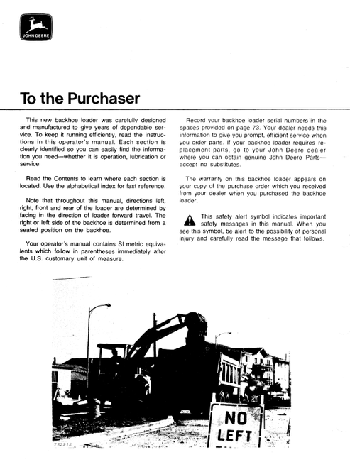 John Deere JD310 Backhoe Loader Operation & Maintenance Manual PDF