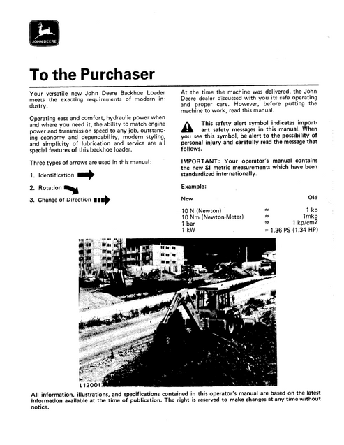 John Deere JD310 JD410 Backhoe Loader Operation & Maintenance Manual
