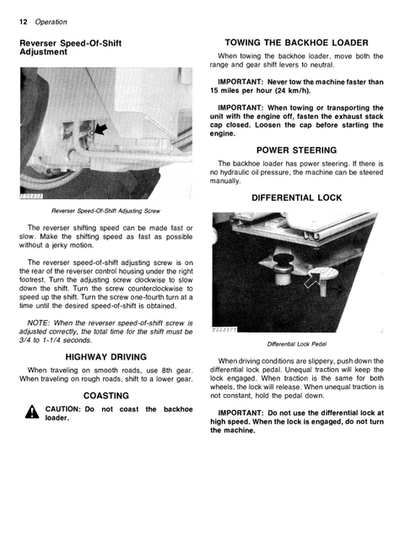 John Deere JD410 Backhoe Loader Technical Operator Manual