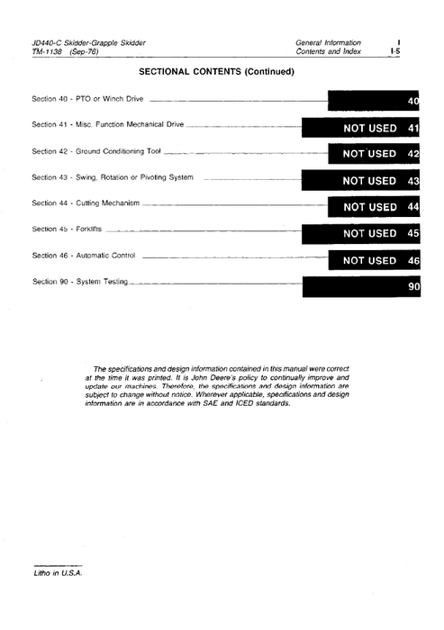 John Deere JD440-C Grapple Skidder Workshop Manual TM1138 PDF