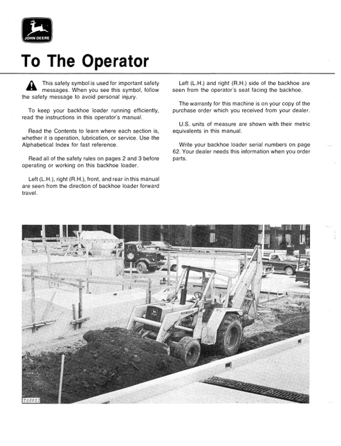 John Deere JD500-C Backhoe Loader Operation & Maintenance Manual PDF