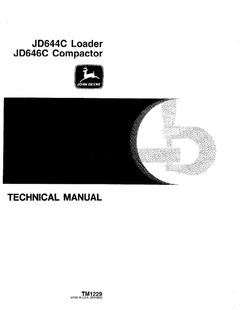 John Deere JD644C & JD646C Compactor Technical Service Manual TM1229