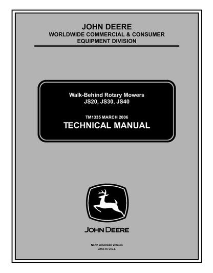 John Deere JS20 JS30 & JS40 Walk-Behind Rotary Mower Manual TM1335
