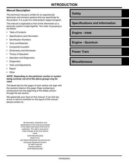John Deere JS60 JS60H JS61 JS63 Mower Service Manual TM1710