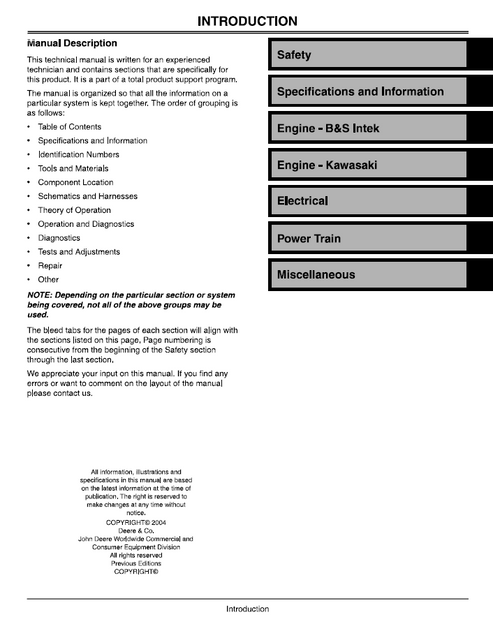 John Deere JX75 JA62 Rotary Mower Technical Service Manual TM2208