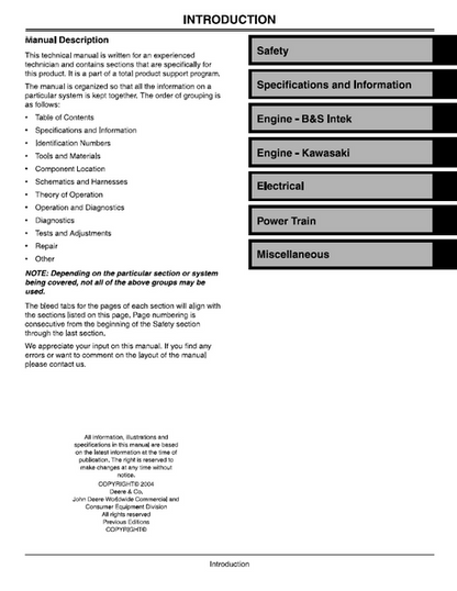John Deere JX75 JA62 Rotary Mower Technical Service Manual TM2208
