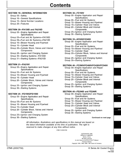 John Deere K Series Engine Technical Workshop Manual CTM5