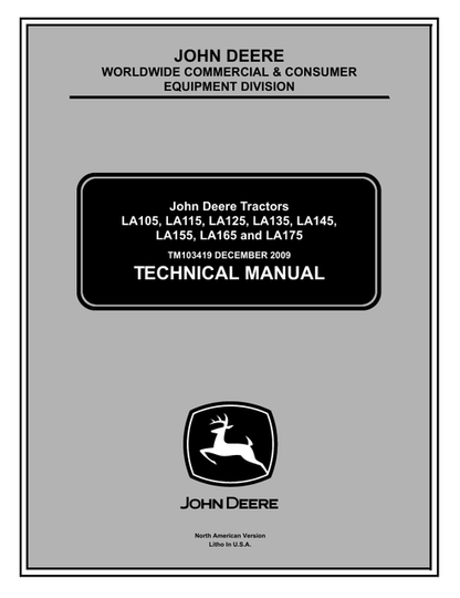 John Deere LA105-LA175 Series Tractor Technical Manual TM103419