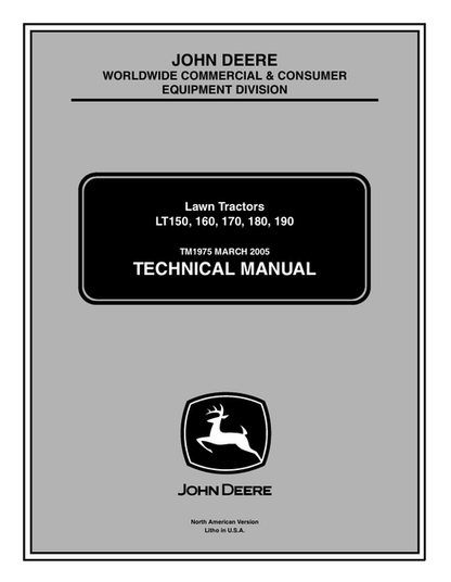 John Deere LT150 LT160 LT170 LT180 LT190 Technical Manual TM1975