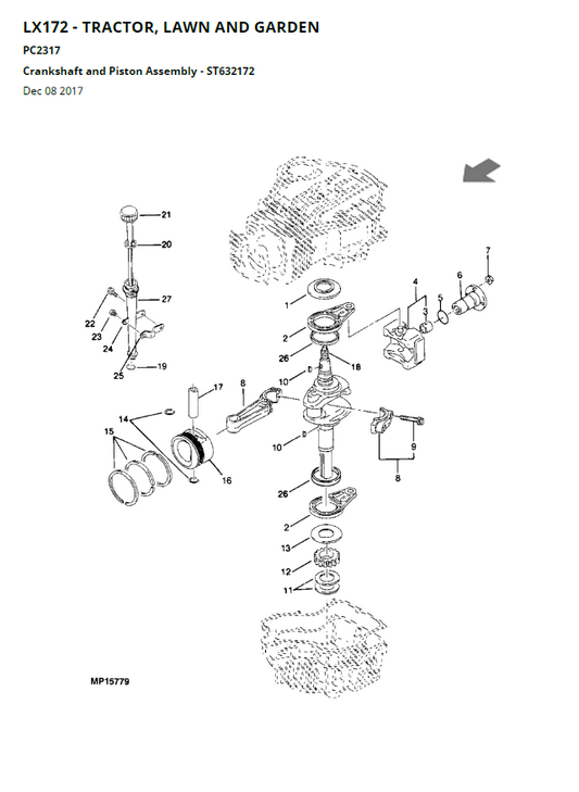 John Deere LX172 Tractor, Lawn and Garden Parts Catalog Manual PC2317 PDF