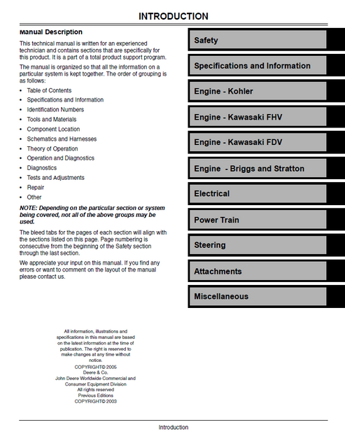John Deere LX255, LX266, LX277, LX277AWS, LX279 & LX288 Technical Manual