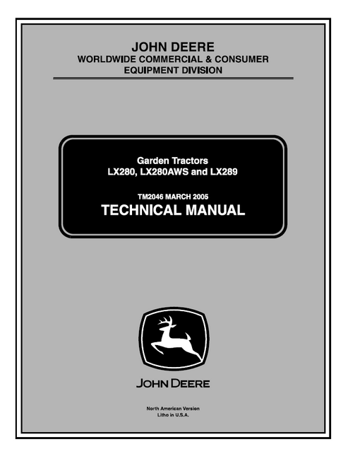 John Deere LX280, LX280AWS & LX2389 Garden Tractor Manual TM2046
