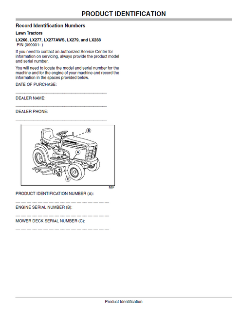 John Deere Lawn Tractor Operator Manual LX266 LX277 LX279 LX288 PDF