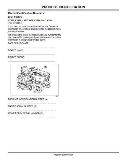 John Deere Lawn Tractor Operator Manual LX266 LX277 LX279 LX288 PDF