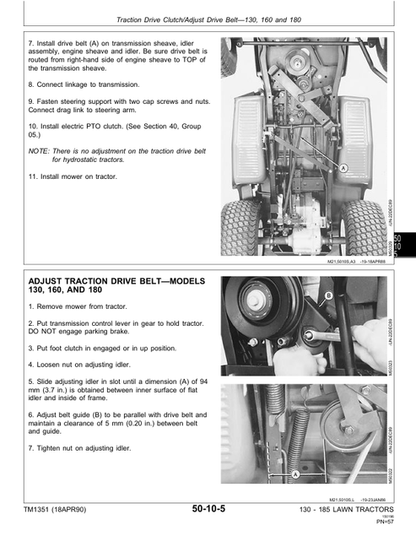 John Deere Lawn Tractor Technical Manual 130 160 165 175 180 185