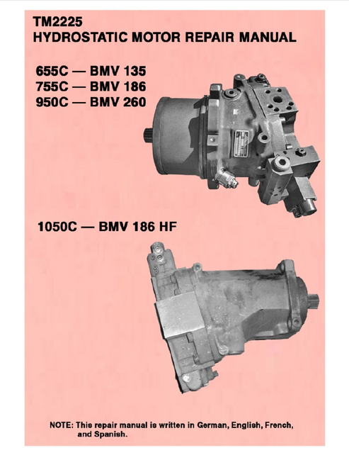John Deere Linde BMV135 BMV186 BMV260 Hydrostatic Motor Manual