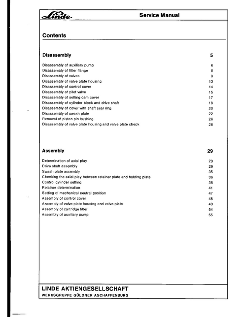 John Deere Linde BPV200 Hydraulic Pump Service & Repair Manual