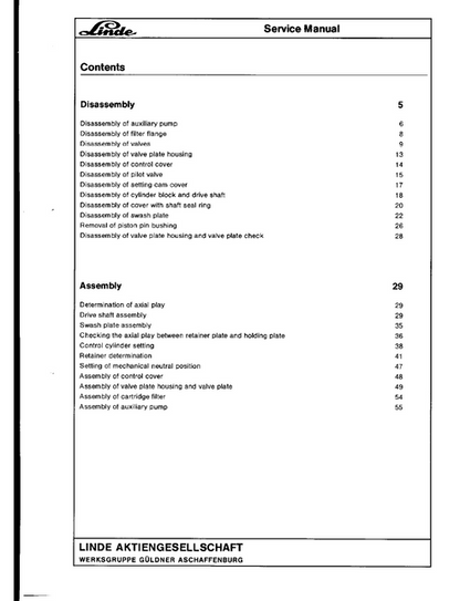 John Deere Linde BPV200 Hydraulic Pump Service & Repair Manual