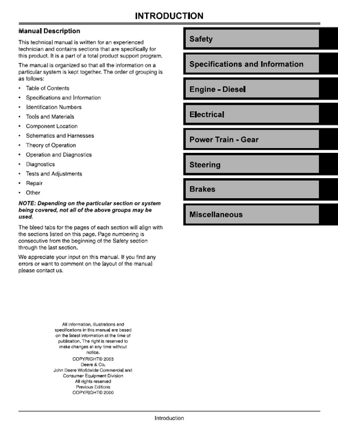 John Deere M-Gator Utility Vehicle Service Repair Manual