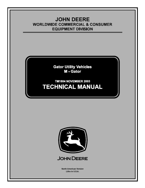 John Deere M-Gator Utility Vehicle Technical Manual TM1804