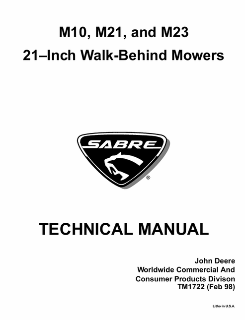 John Deere M10 M21 M23 21-Inch Walk-Behind Mower Manual PDF