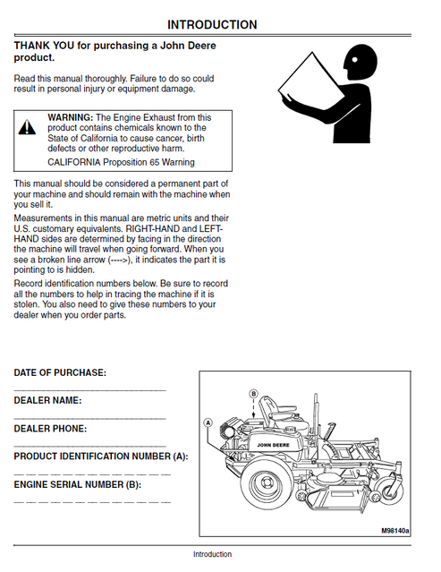 John Deere M653 M655 M665 Mid-Mount ZTrak Manual PDF