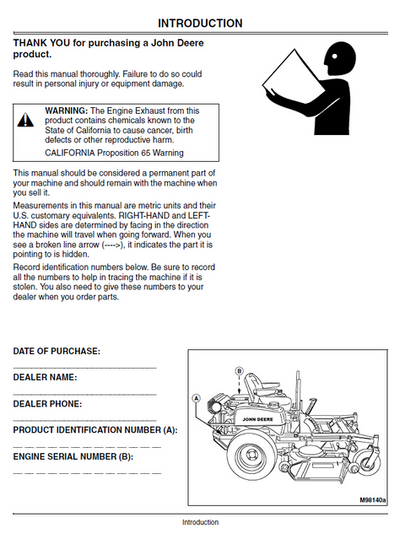 John Deere M653 M655 M665 Mid-Mount ZTrak Manual PDF