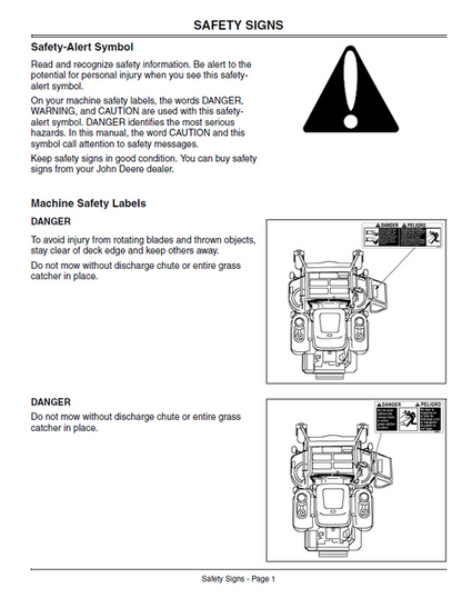 John Deere M653 M655 M665 ZTrak Mower Operating Manual