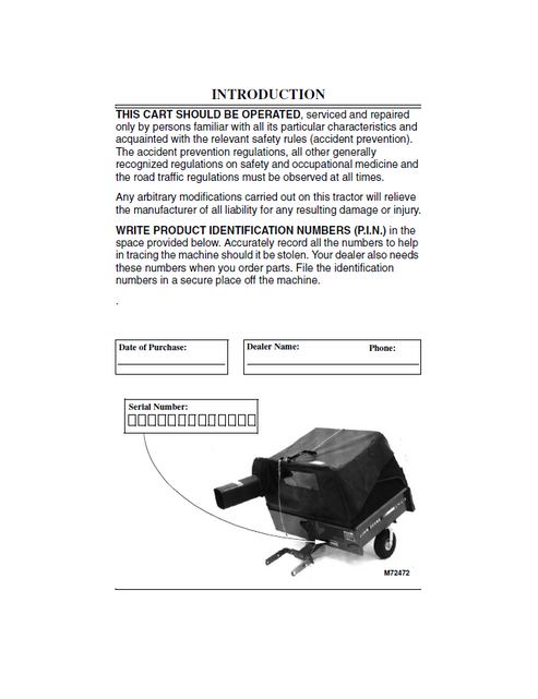 John Deere MC519 Material Collection Cart Operator Guide OMM122166