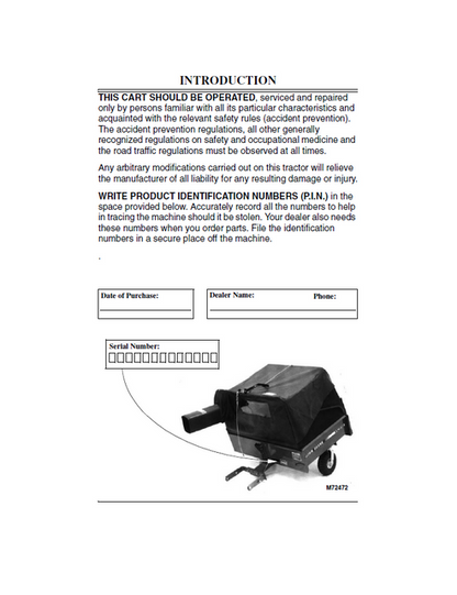 John Deere MC519 Material Collection Cart Operator Guide OMM122166