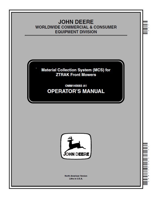 John Deere MCS ZTRAK Front Mower Operator Manual OMM145683
