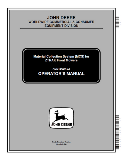 John Deere MCS ZTRAK Front Mower Operator Manual OMM145683