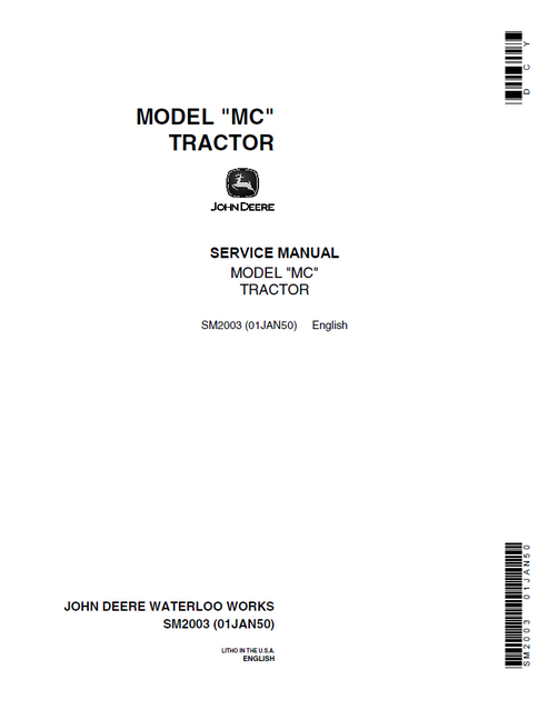 John Deere MC Tractor Service Repair Manual SM2003 PDF
