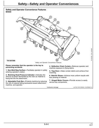 John Deere MH60D MH72D MK76 SM60 Mulching Head Operator Manual