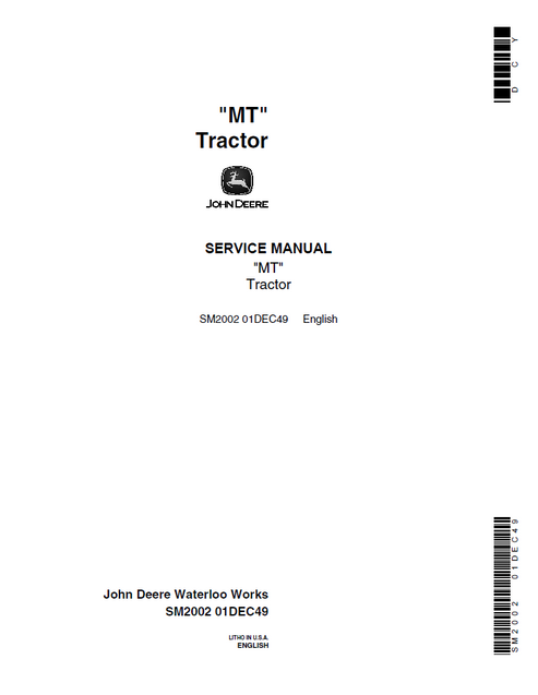 John Deere MT Tractor Service Repair Manual SM2002 PDF