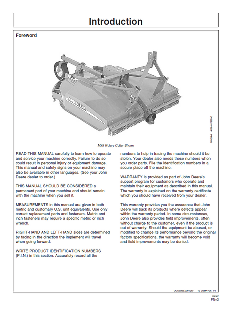 John Deere MX5 MX6 MX7 Rotary Cutter Manual PDF