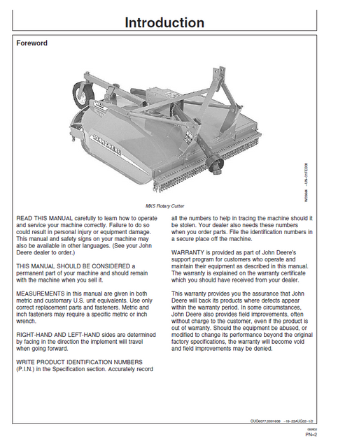 John Deere MX5 MX6 MX7 Rotary Cutter Manual PDF