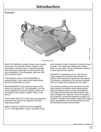 John Deere MX5 MX6 MX7 Rotary Cutter Manual PDF
