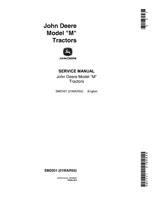 John Deere M Tractor Service Repair Manual SM2001 PDF