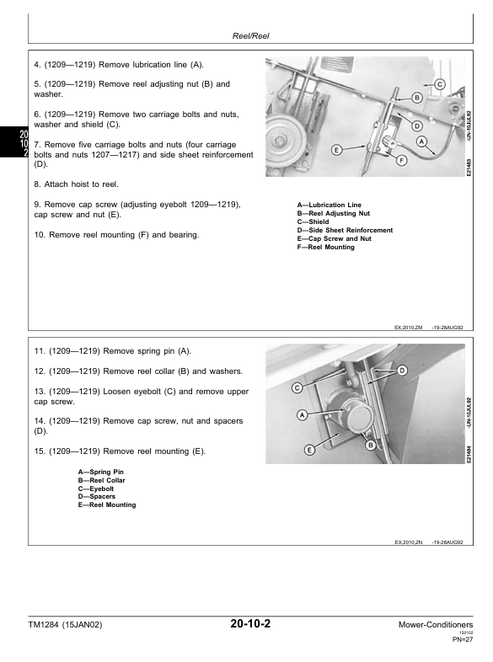 John Deere Mower Conditioner 1207–1219 Technical Workshop Manual