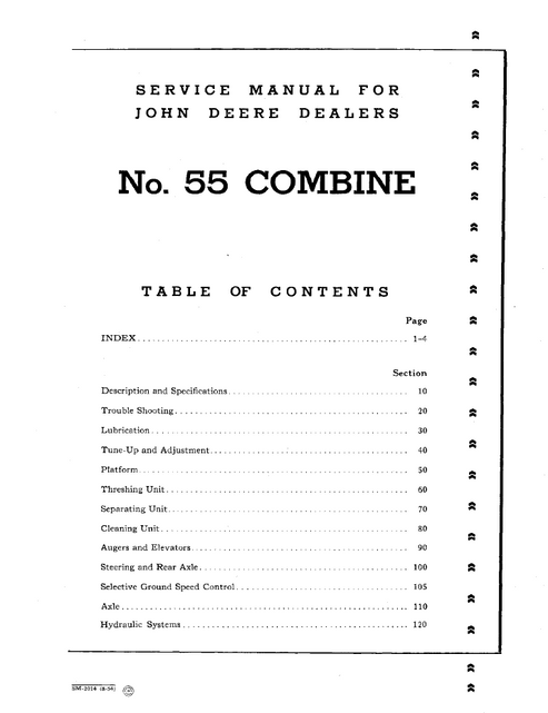 John Deere No. 55 Combine Harvester Workshop Manual SM2014