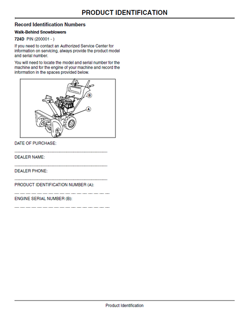 John Deere OMM144062 724D Walk-Behind Snowblower Operation Manual