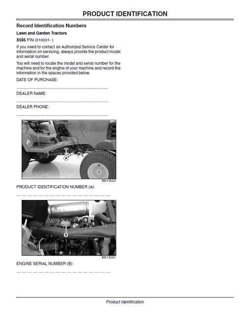 John Deere OMM146853 X595 Lawn & Garden Tractor Operation Manual