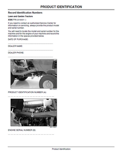John Deere OMM146853 X595 Lawn & Garden Tractor Operation Manual